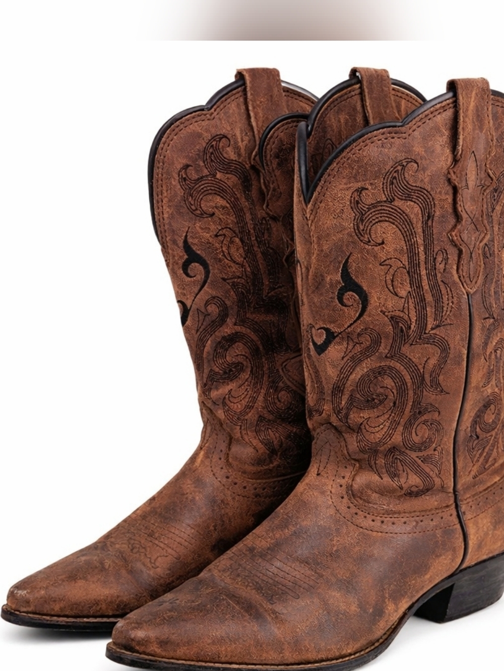 Justin Boots Size 7 Brown Leather Western Cowboy Boots Pointed Toe